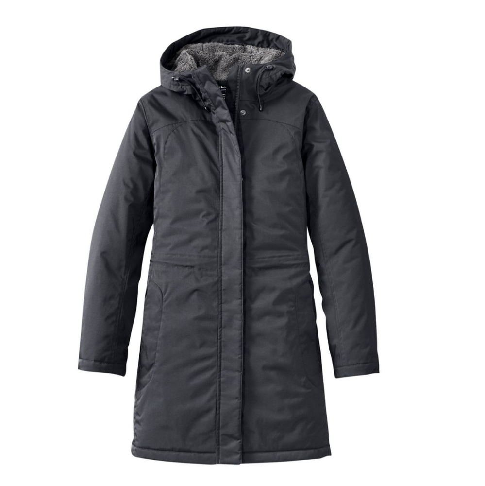 LL Bean Black women's winter warmer coat M petite